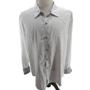 Robert Graham Mens Classic Fit White Paisley Flip Cuffs‎ Long Sleeve Shirt 3XL